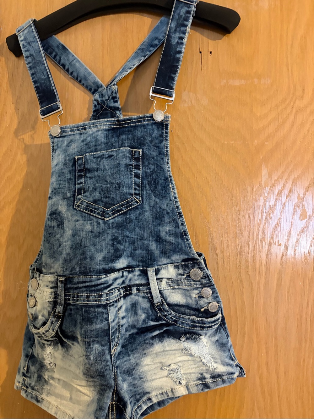 Almost Famous Blue Denim Jean Short Overalls